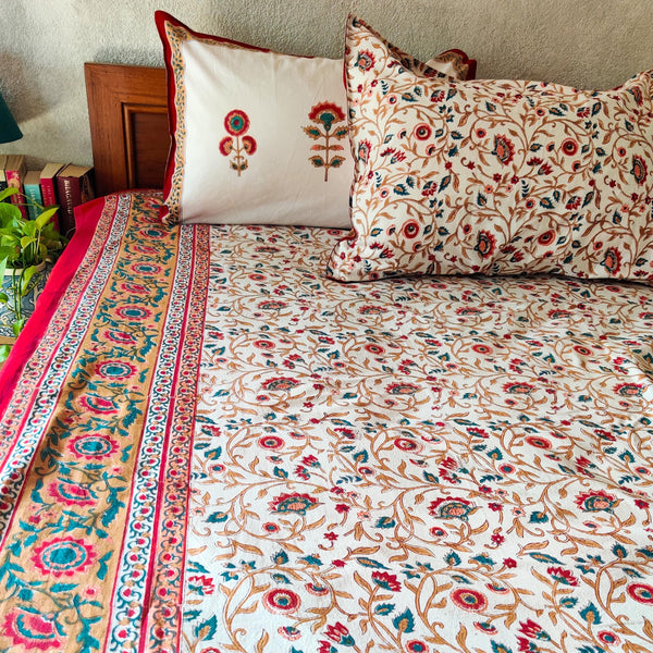 Sweet Mornings Pure Cotton Jaipuri Double Bedsheet