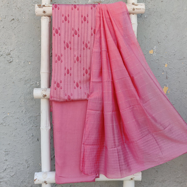 TARA - Pink Viscose Blend Top With Rayon Blend Bottom With Sequence Dupatta