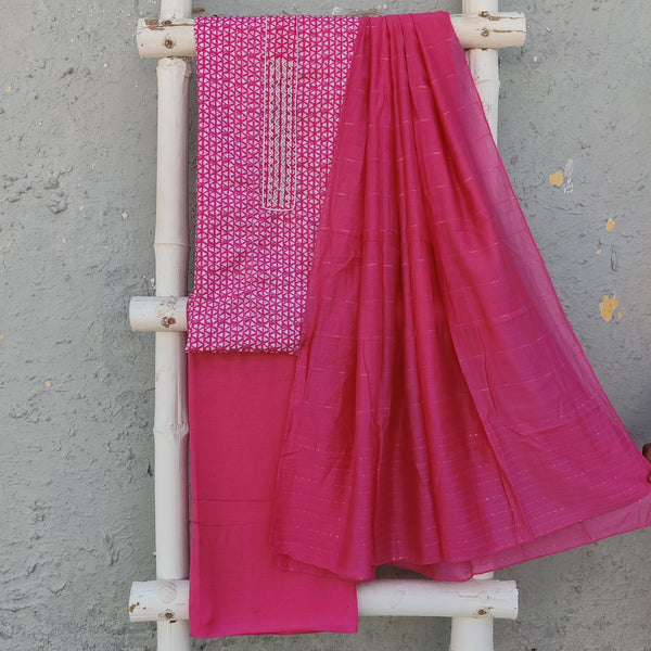 TARA -Pink Viscose Blend Top With Rayon Blend Bottom With Sequence Dupatta Pink