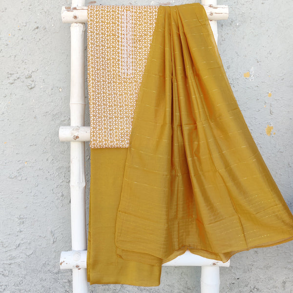 TARA -Viscose Blend Top With Rayon Blend Bottom With Sequence Dupatta Mustard