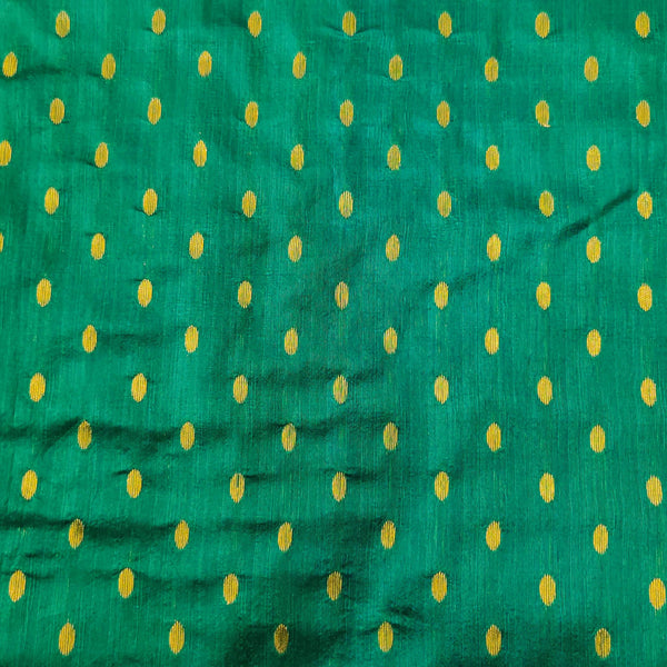 Teal Cotton Silk With Gold Butti Blouse Fabric ( 1 Meter )