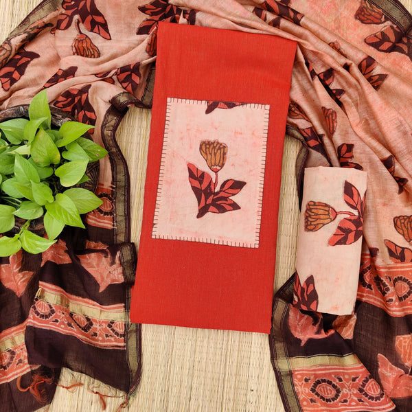 VANASPATI - Pure Cotton Handloom With A Block Yoke Top Fabric With A Vanaspati Hand Block Printed Bottom And A Chanderi Dupatta