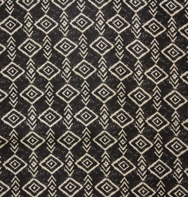 Rayon Black Geometric Print Fabric